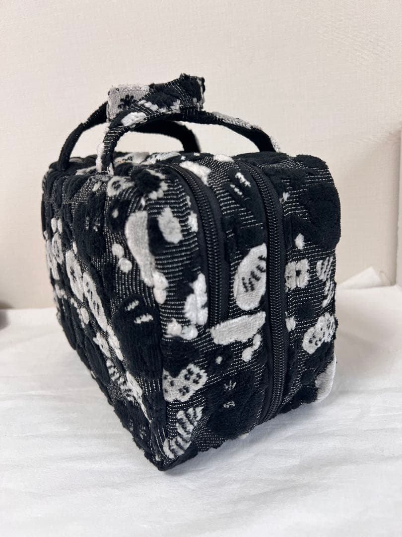 ツインポーチ　ハンドメイド　もふもふノスタルジア　パンダブラック