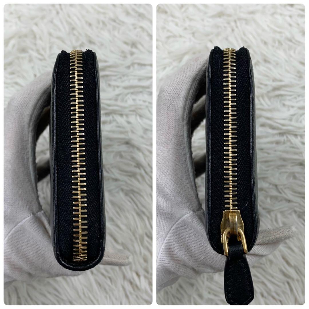 【✨極美品✨】プラダ 三角ロゴ ラウンドファスナー 長財布 ブラック 付属品完備