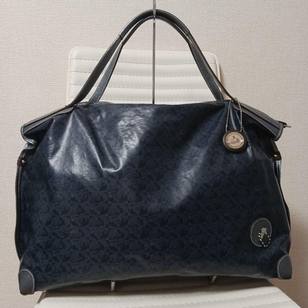 2458　ペレボルサ　ボストンバッグ　ネイビー　極美品