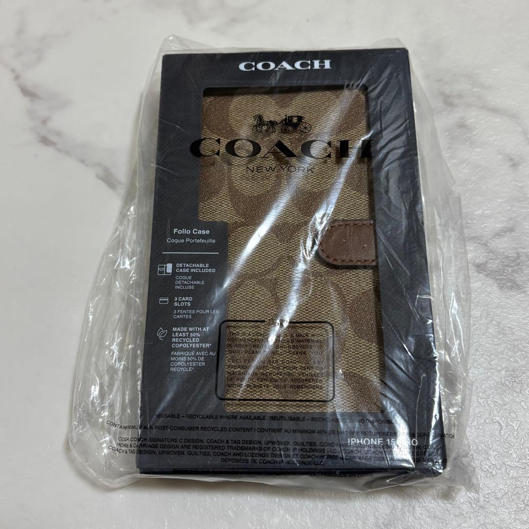新品未開封COACH iPhone 15 PRO 手帳型スマホケース