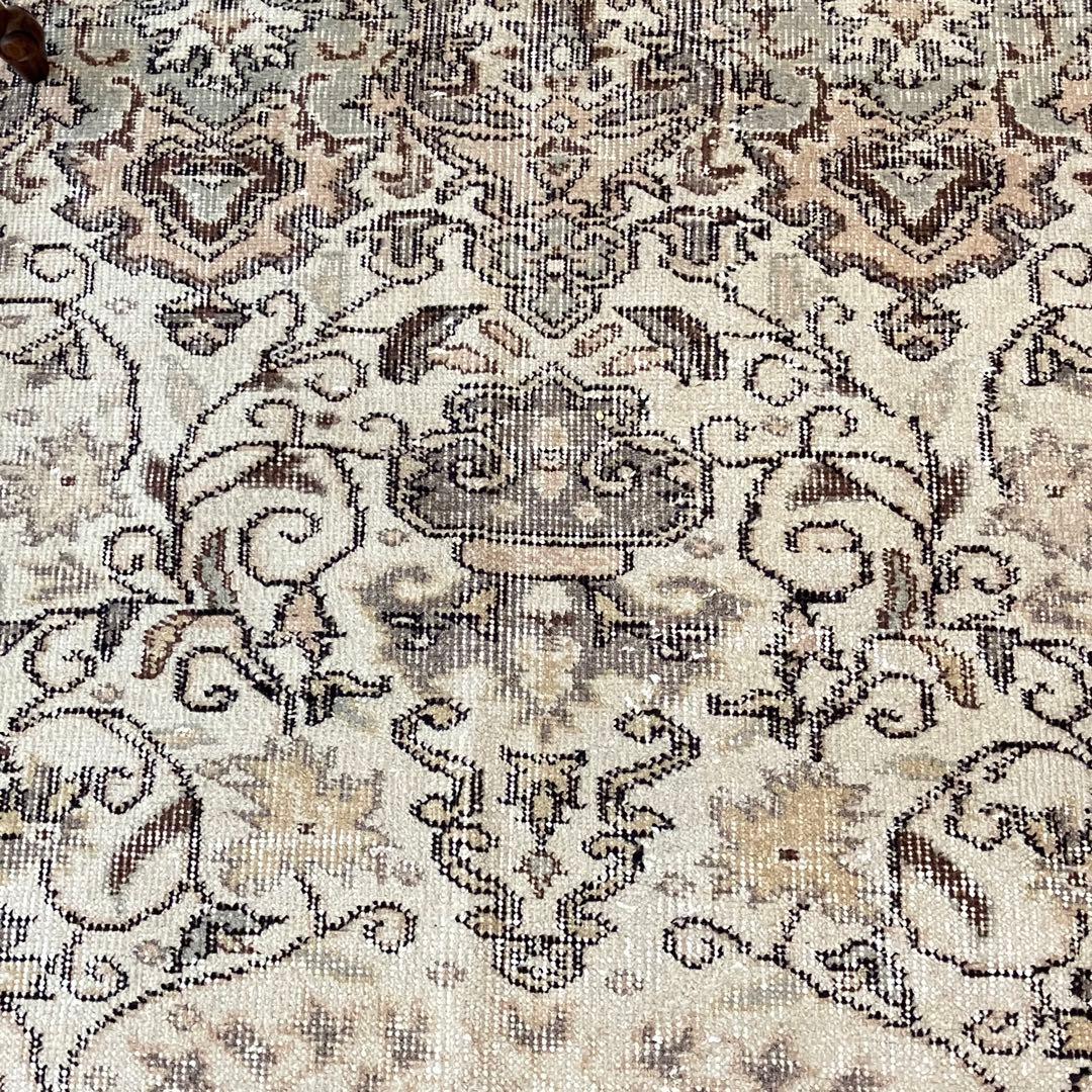 超大判168.5×276アンティークベージュ　メダリオン　トルコヴィンテージラグ