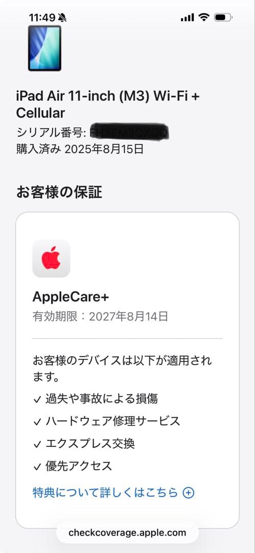 11 iPad Air M3 Wi-Fi＋Cellular256GBフルセット