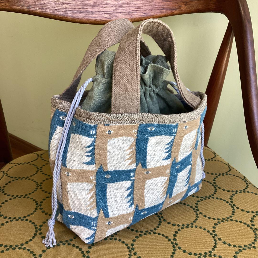 ミナペルホネン thoroughbredで巾着バッグ　ハンドメイド