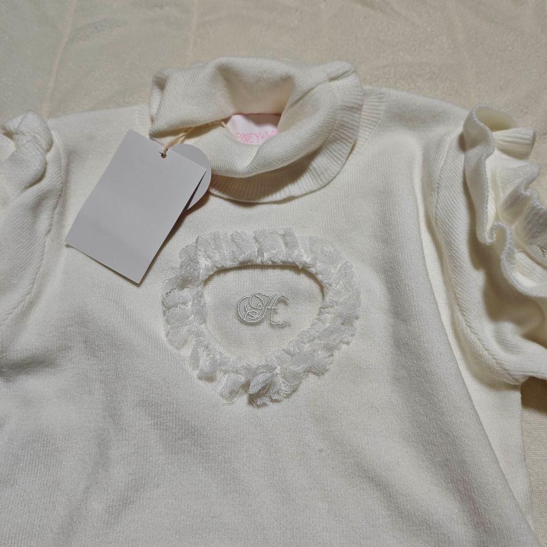 HONEY MEW ハニーミュウハートカットタートルニット ホワイト