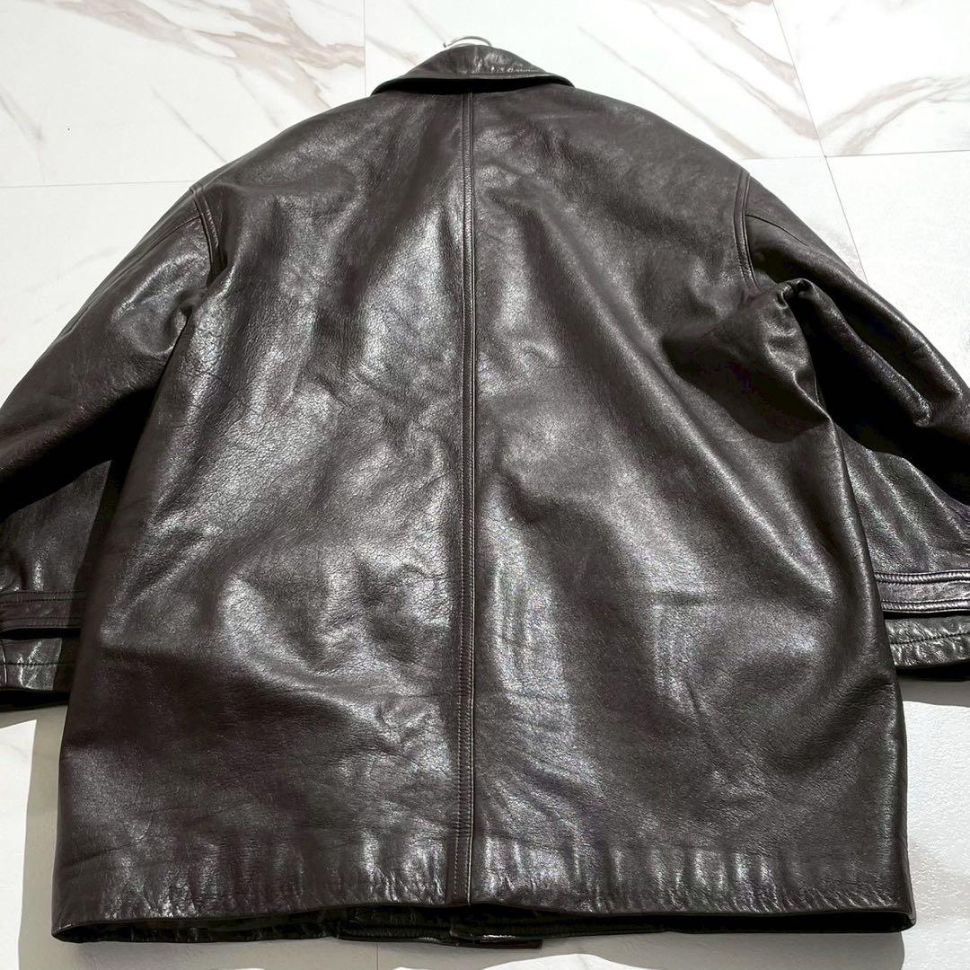 【極美品✨】カウレザー カーコート Y2Kダークブラウン XL相当