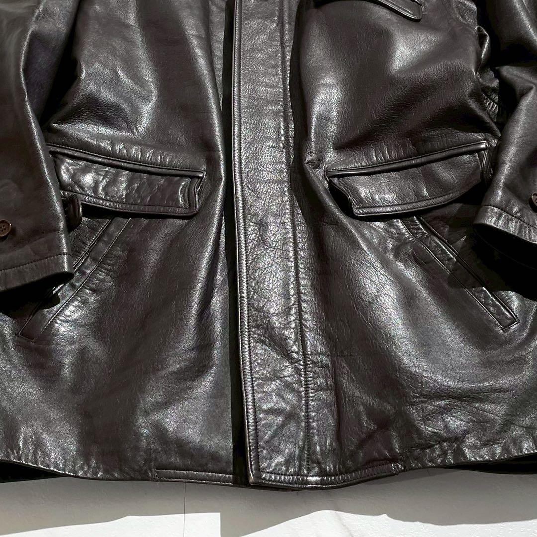 【極美品✨】カウレザー カーコート Y2Kダークブラウン XL相当