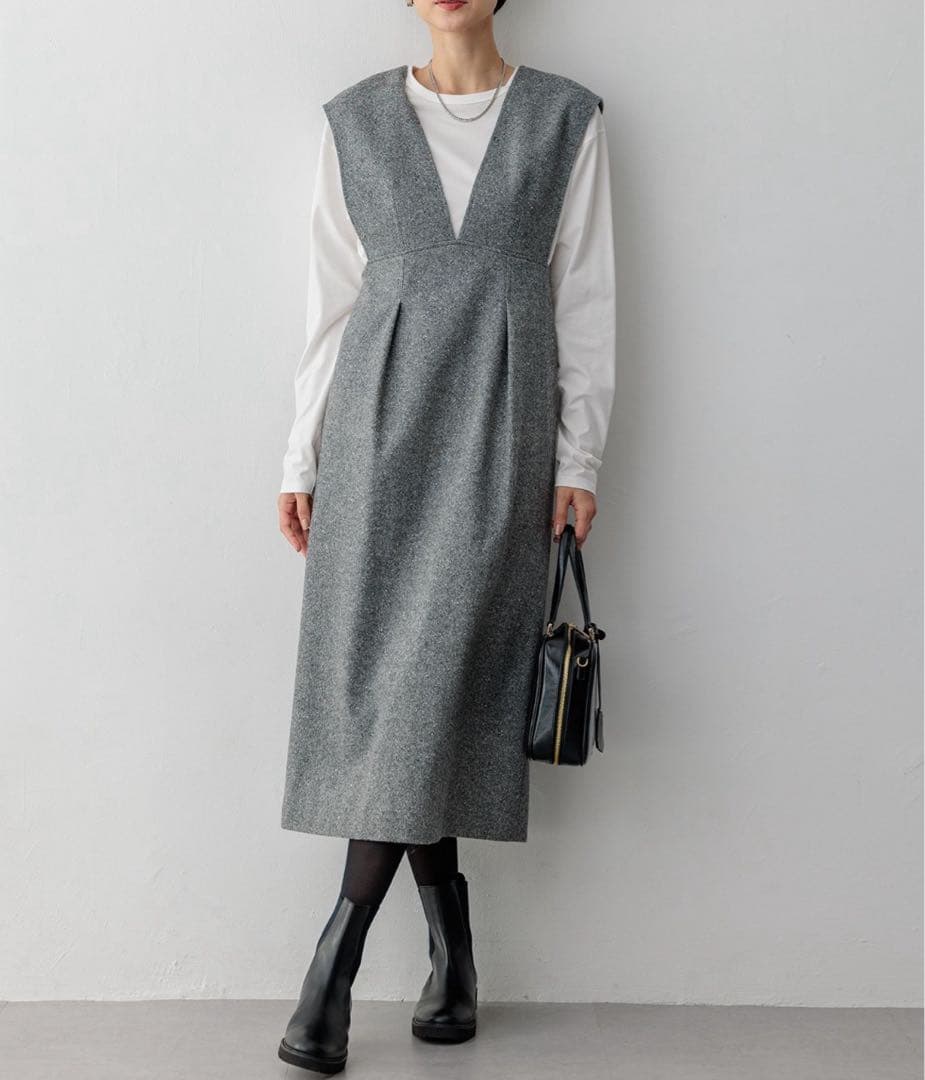 23区 シルクネップヘリンボーン オールインワン ワンピース