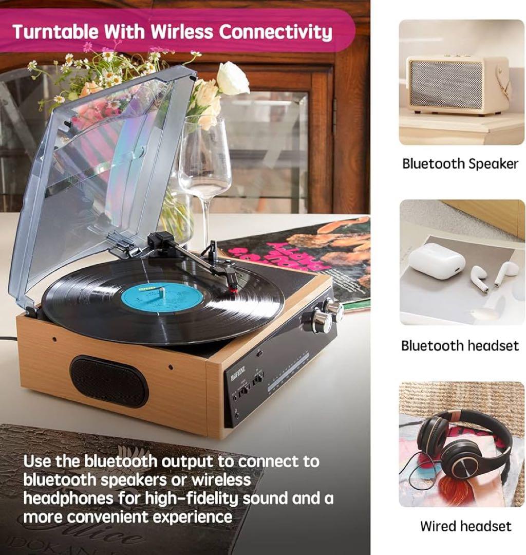 スピーカー Bluetooth ラジオ レコードプレーヤー