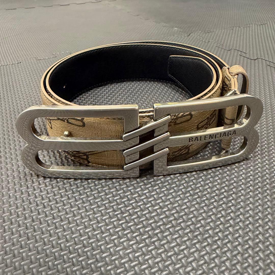 バレンシアガ BALENCIAGA BB モノグラム ロゴ ベルト ベージュ