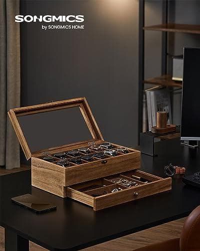 【新品未使用】 時計ケース 12本 木製 引き出し付き 腕時計収納