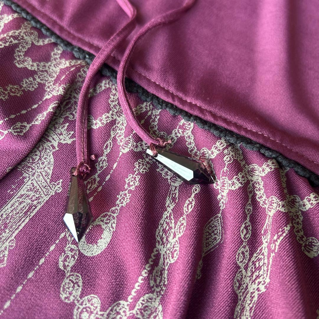 OZZ ONESTE パープル レースアップひざ丈ワンピース［商品番号3］