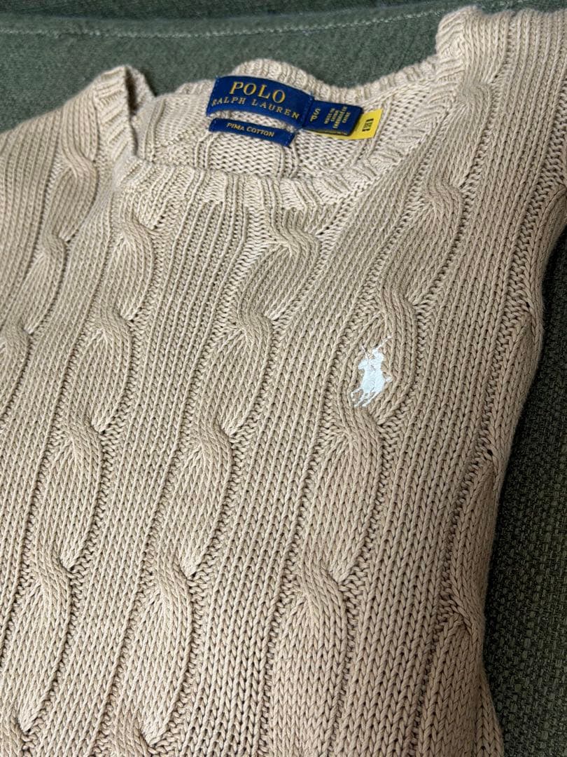 ラルフローレンピマコットン100%ケーブルニット