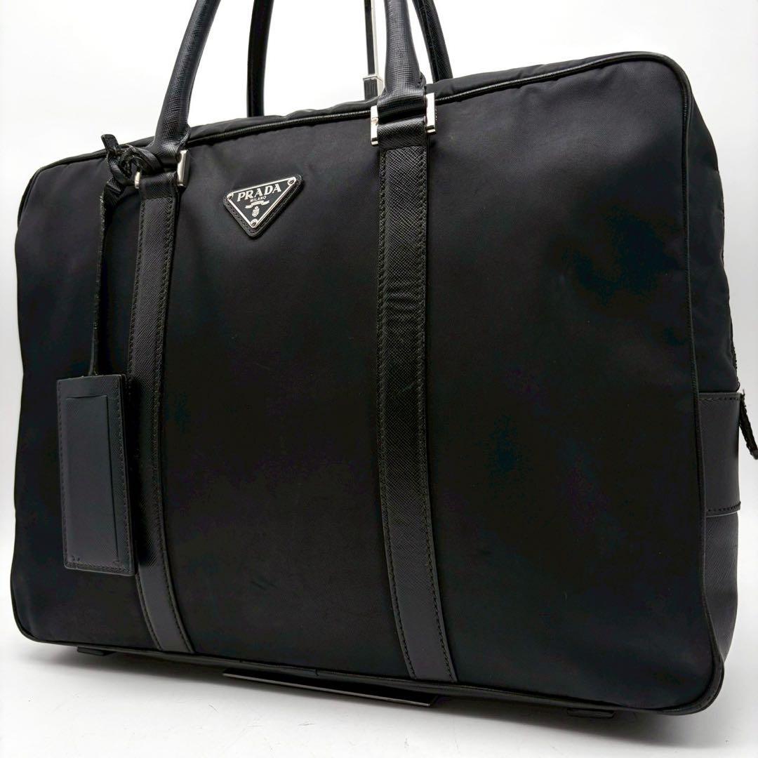 プラダ ビジネスバッグ 三角ロゴ 南京錠 A4可能 ナイロン サフィアーノ 黒