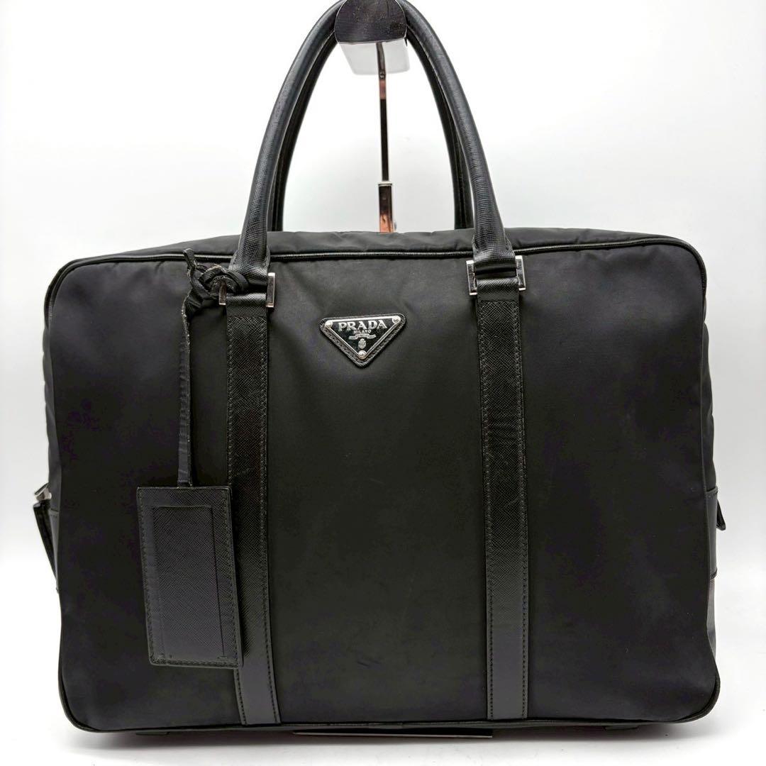 プラダ ビジネスバッグ 三角ロゴ 南京錠 A4可能 ナイロン サフィアーノ 黒