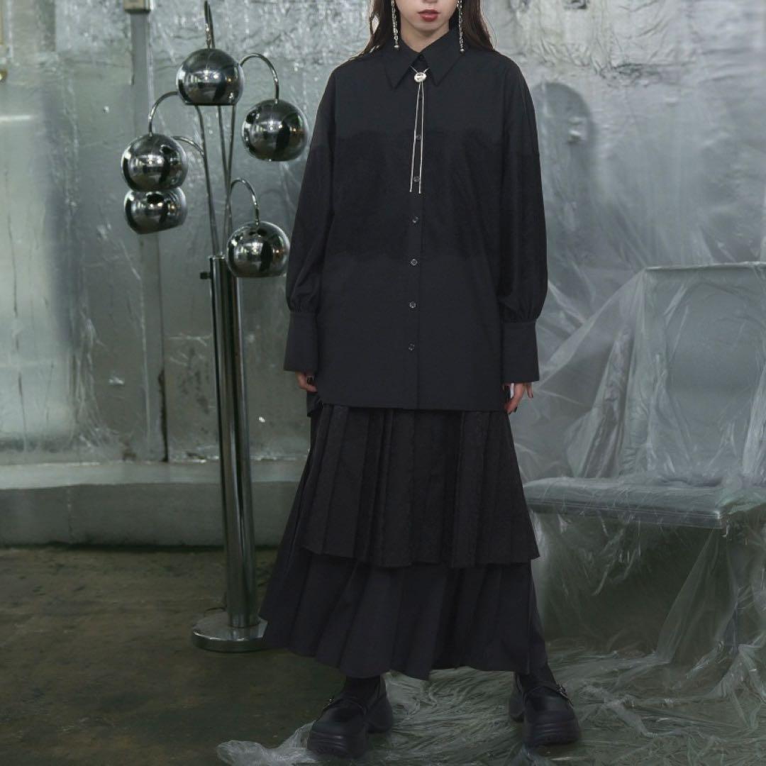 24AW 完売品✨HARE アシメMIXプリーツスカート　ブラック　フリー