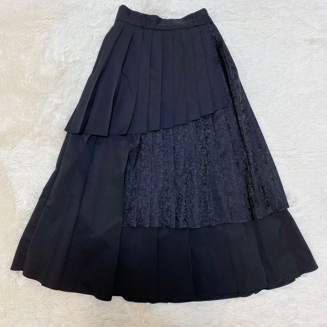 24AW 完売品✨HARE アシメMIXプリーツスカート　ブラック　フリー