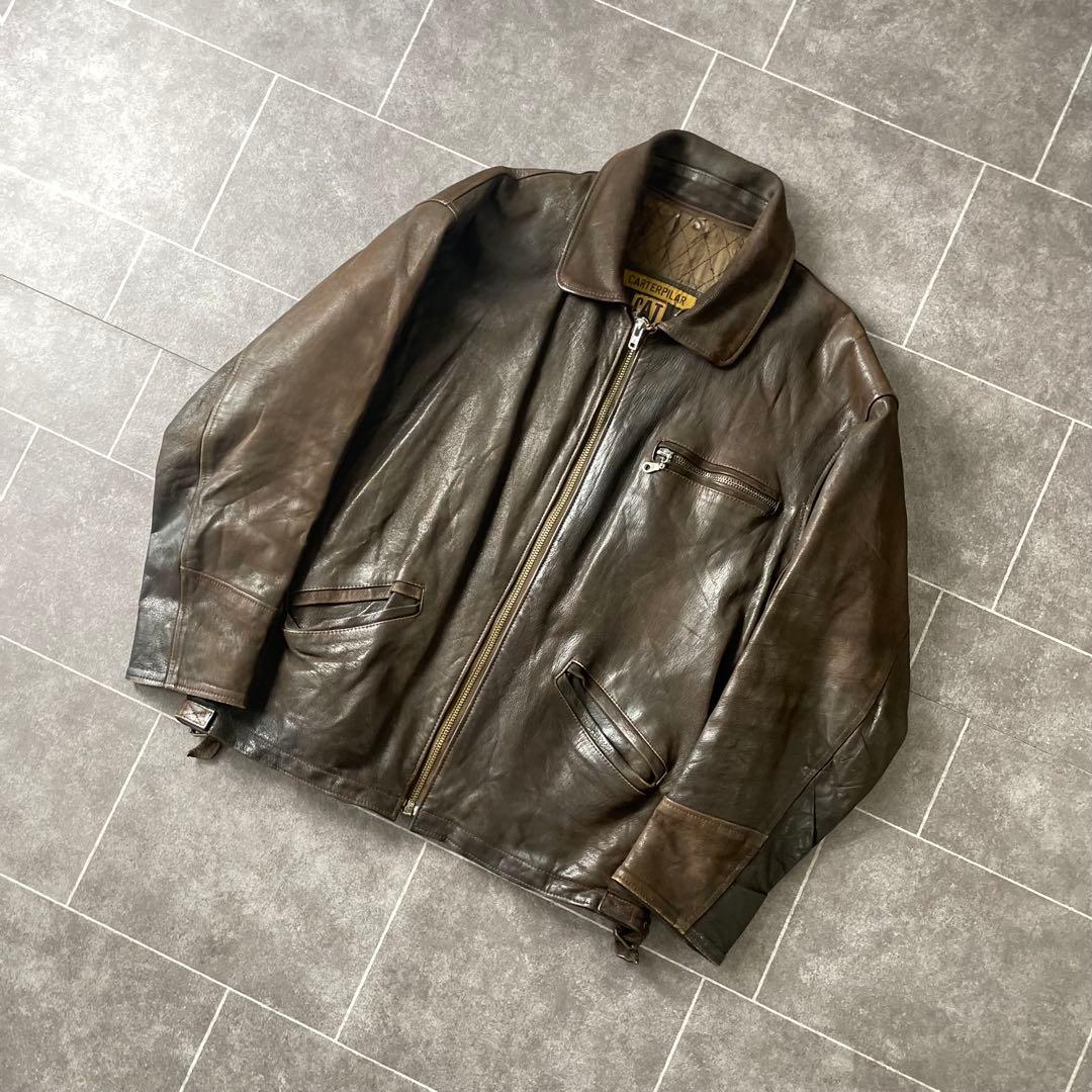 本革 90's vintage 古着 本革 レザージャケット ブラウン 3