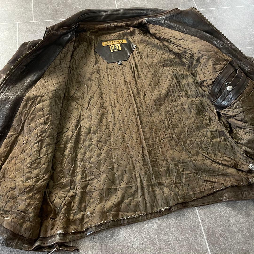 本革 90's vintage 古着 本革 レザージャケット ブラウン 3