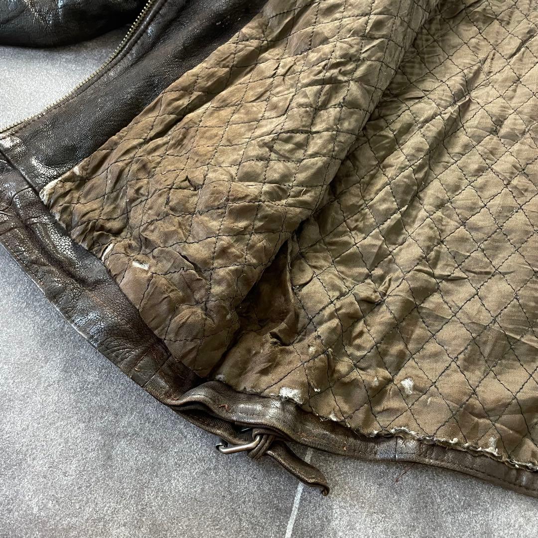 本革 90's vintage 古着 本革 レザージャケット ブラウン 3