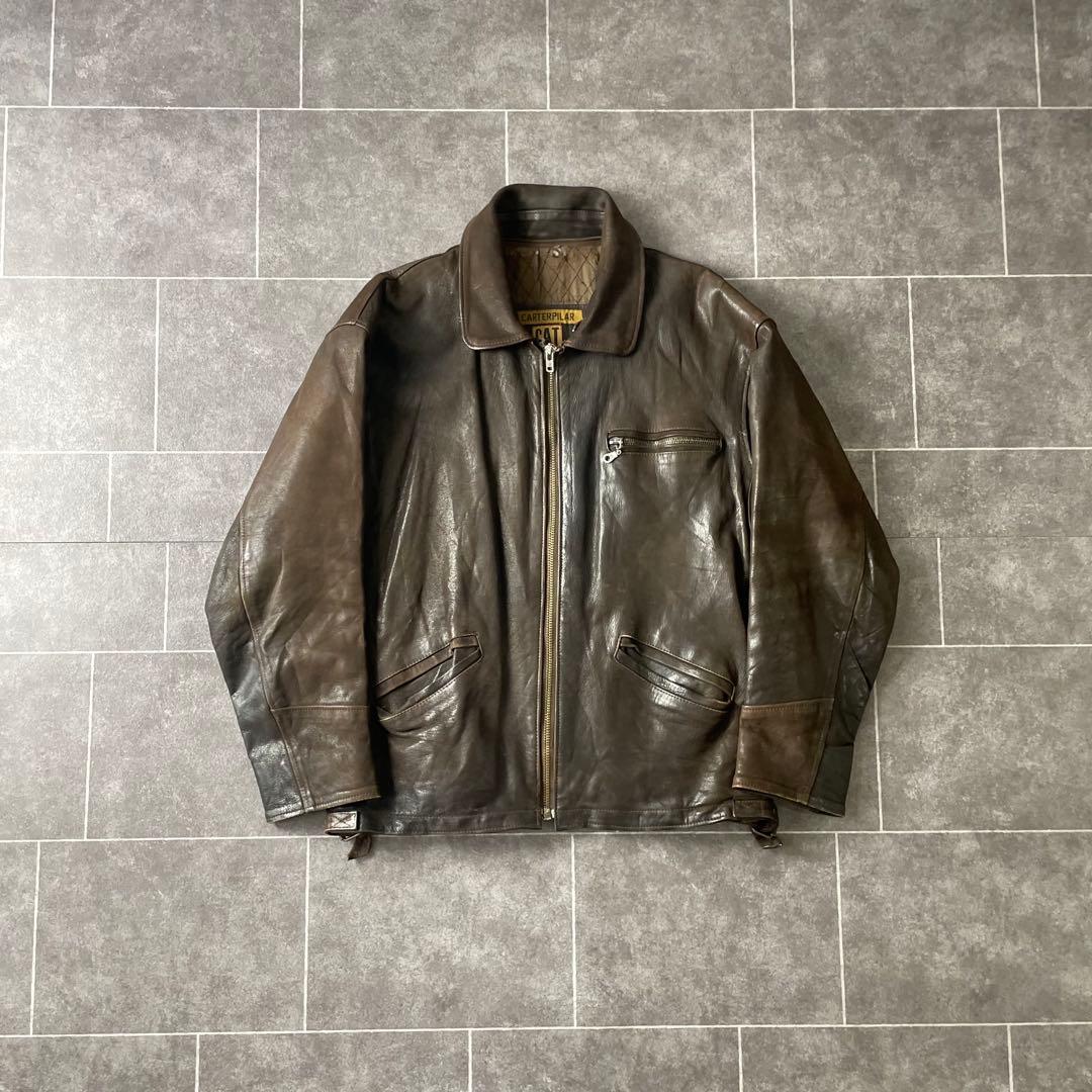 本革 90's vintage 古着 本革 レザージャケット ブラウン 3