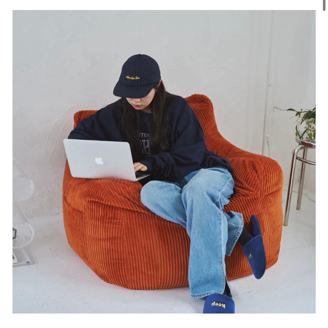 【美品】HUGME 1人掛けビーズソファ Blood Orange