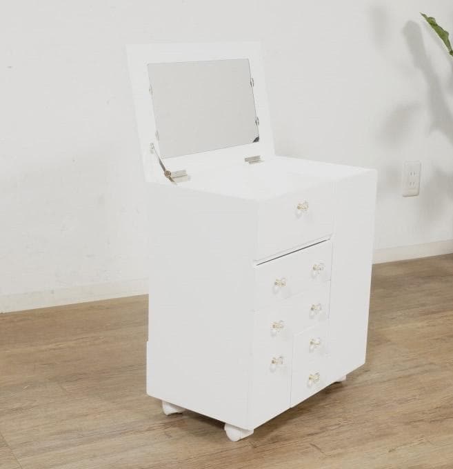 【新品】コスメワゴン　クリスタル調ハンドル ドレッサー　コスメ収納　アウトレット