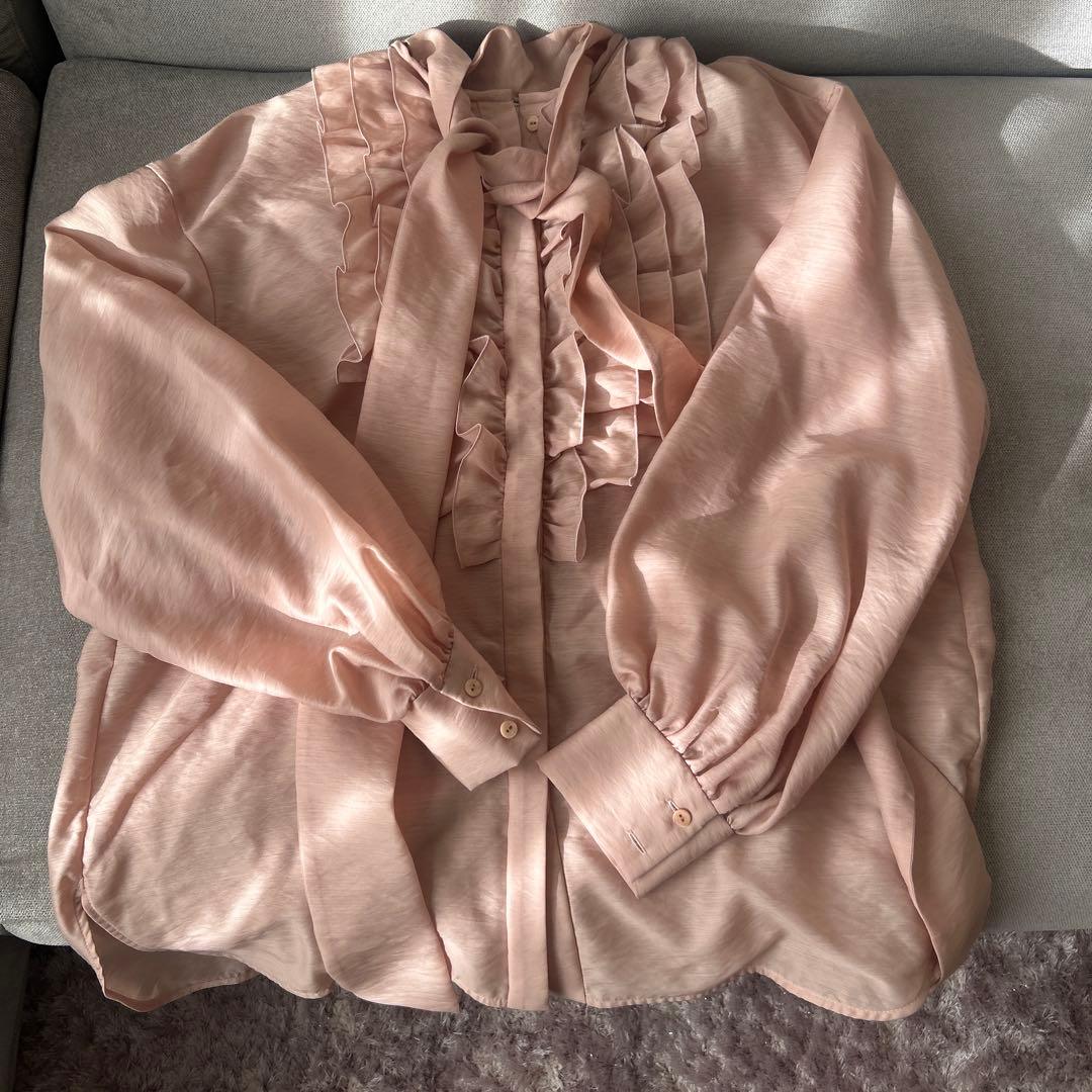 オーガンジー フリル＆ボウタイ ブラウス