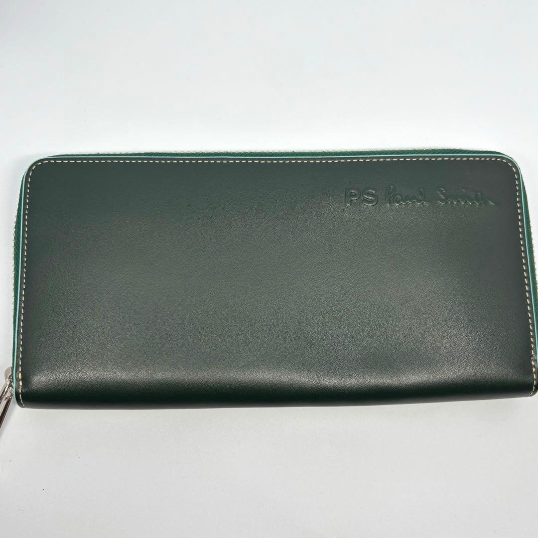 ポールスミス Paul Smith 長財布 ダークグリーン ラウンドファスナー