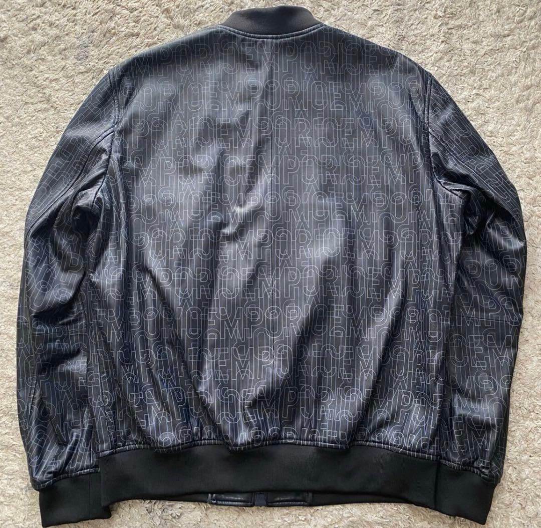 未使用に近い✨エンポリオアルマーニ レザージャケット ロゴ総柄 ブルゾン 黒