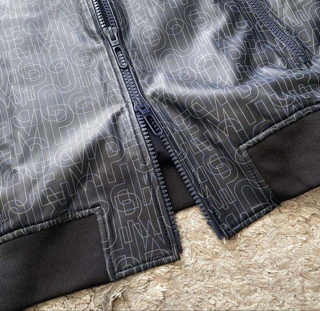 未使用に近い✨エンポリオアルマーニ レザージャケット ロゴ総柄 ブルゾン 黒