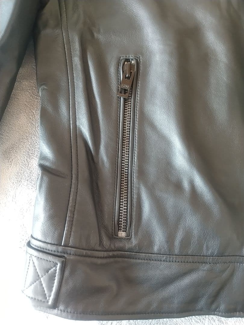 HUGO BOSS レザー シングル ライダースジャケット 革ジャン ラムレザー