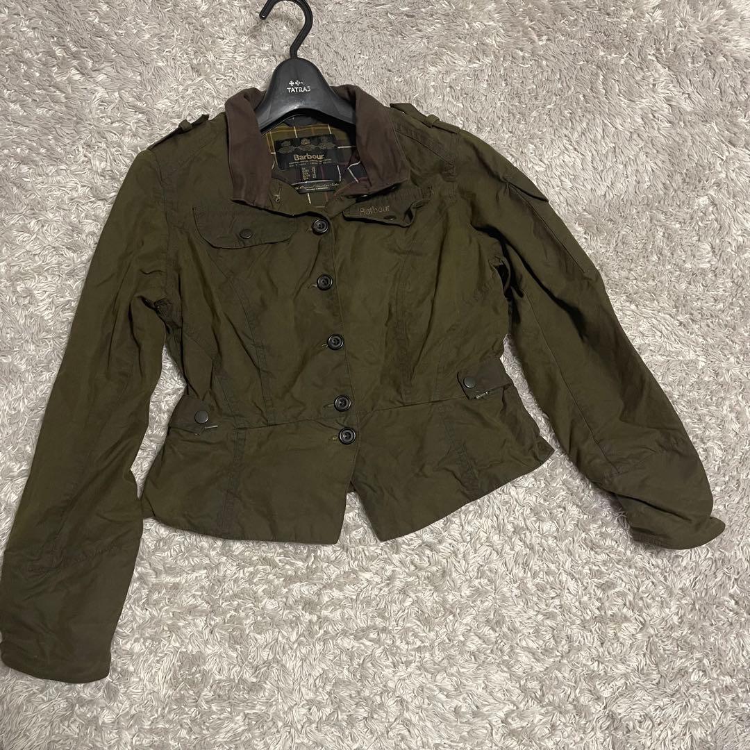 barbour short shaped peplum オイルドジャケット
