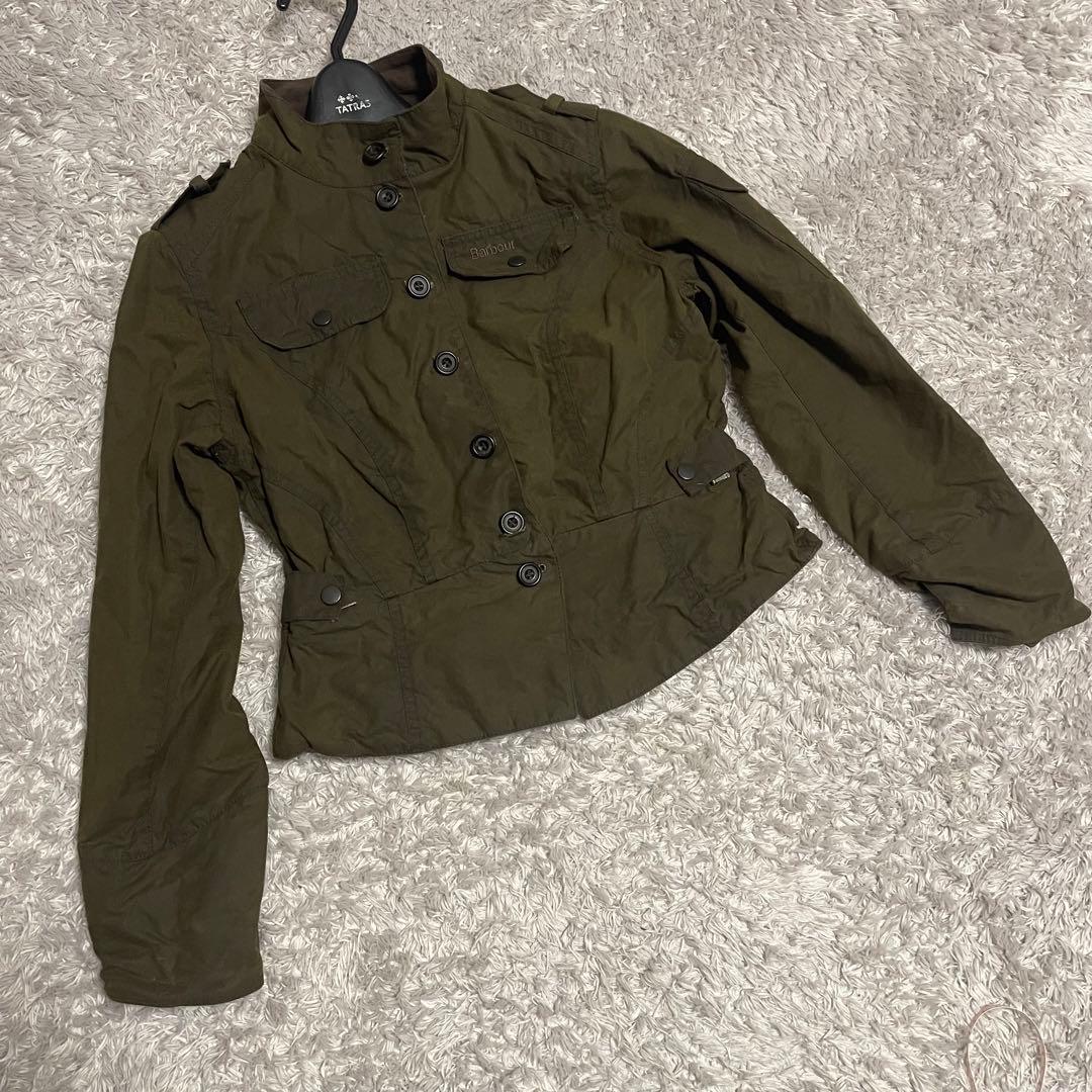 barbour short shaped peplum オイルドジャケット