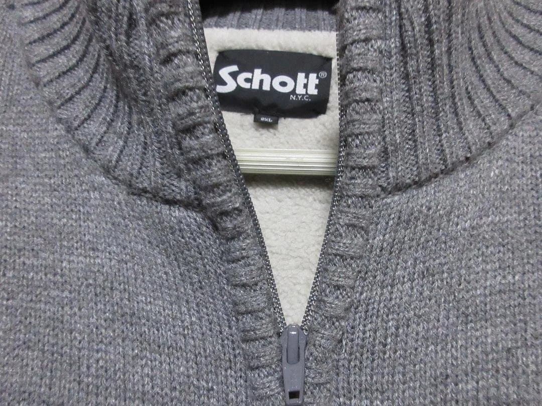 Schott SKULL　DS　KNIT　グレー　 2XL