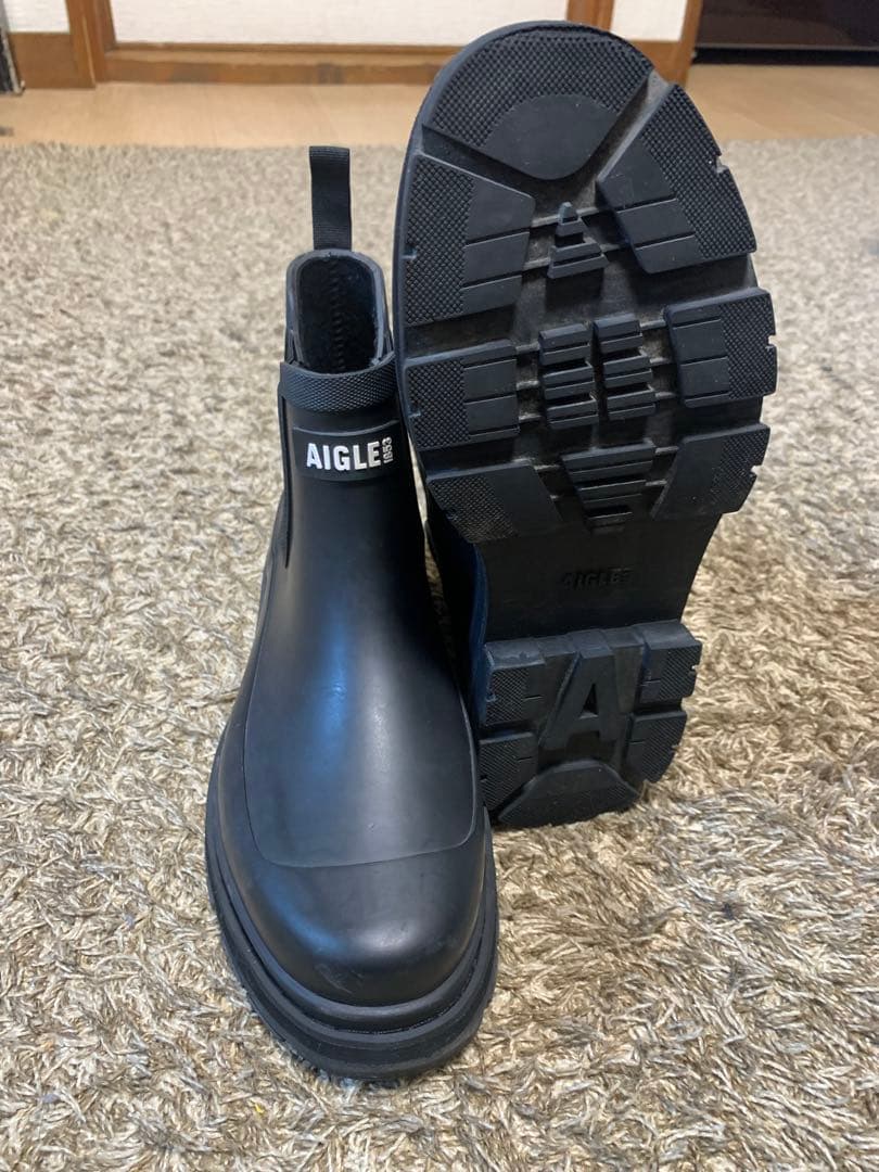 AIGLE ソフトレイン2 ラバーブーツ　サイドゴア長靴　ブラック