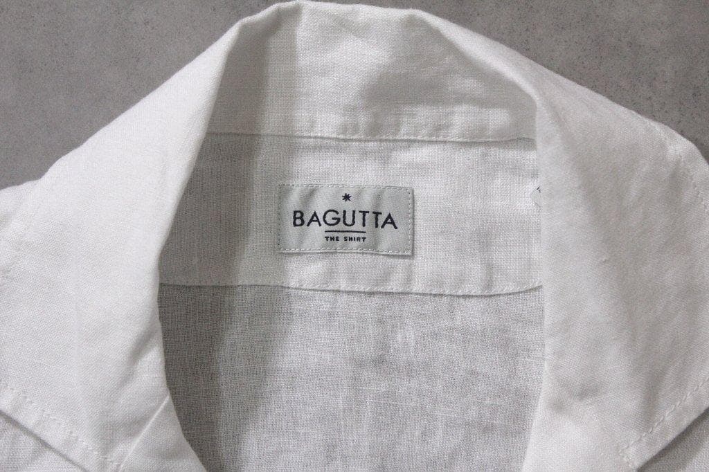 BAGUTTA★新品バグッタ 白リネン半袖オープンカラーシャツ「MAUI」43