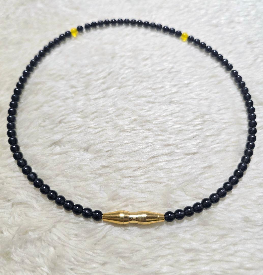 ファイテン クリスタルタッチ ネックレス ゴールド／ブラック 45cm