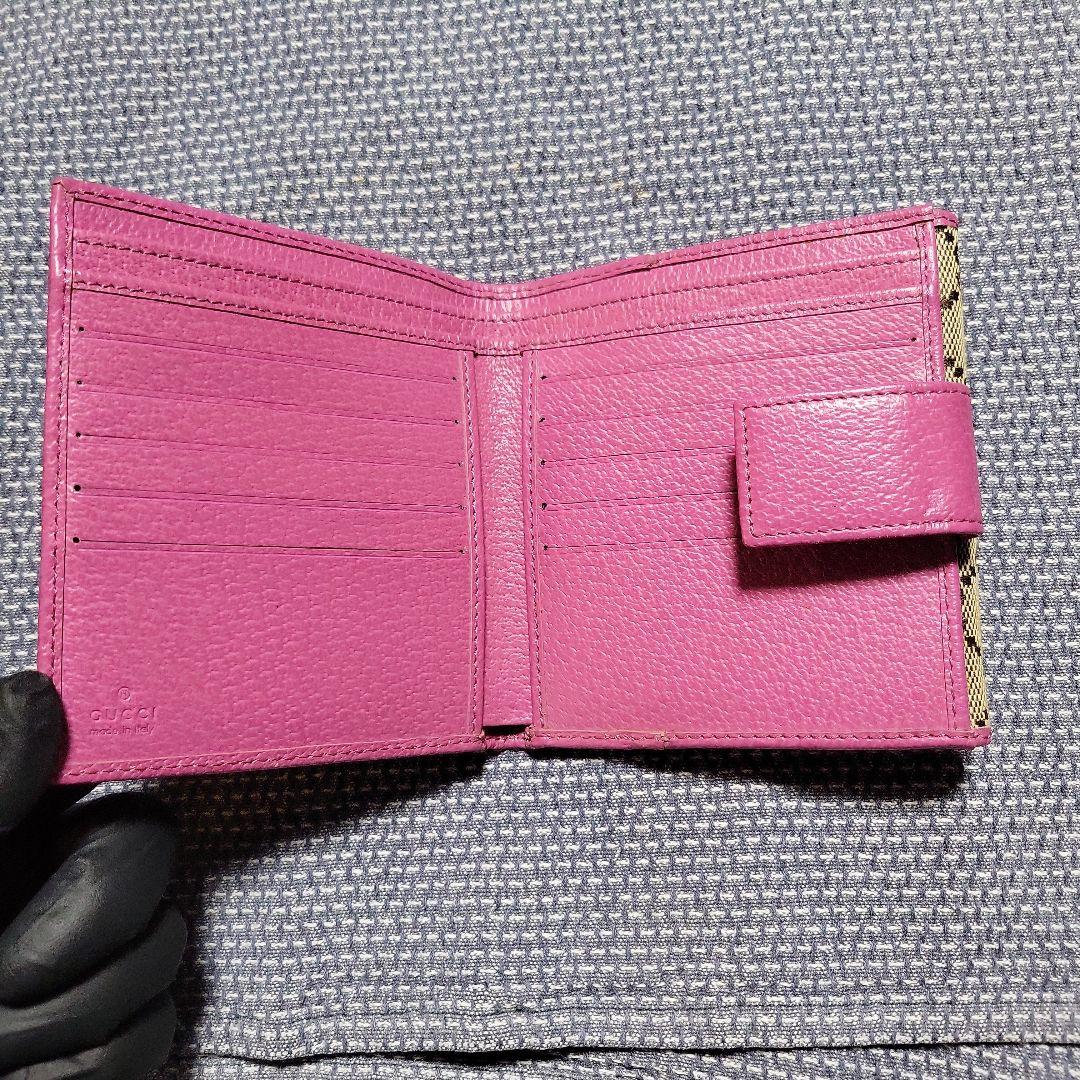 レア 極美品 GUCCI グッチ GGパターン キャンバス地 二つ折り財布