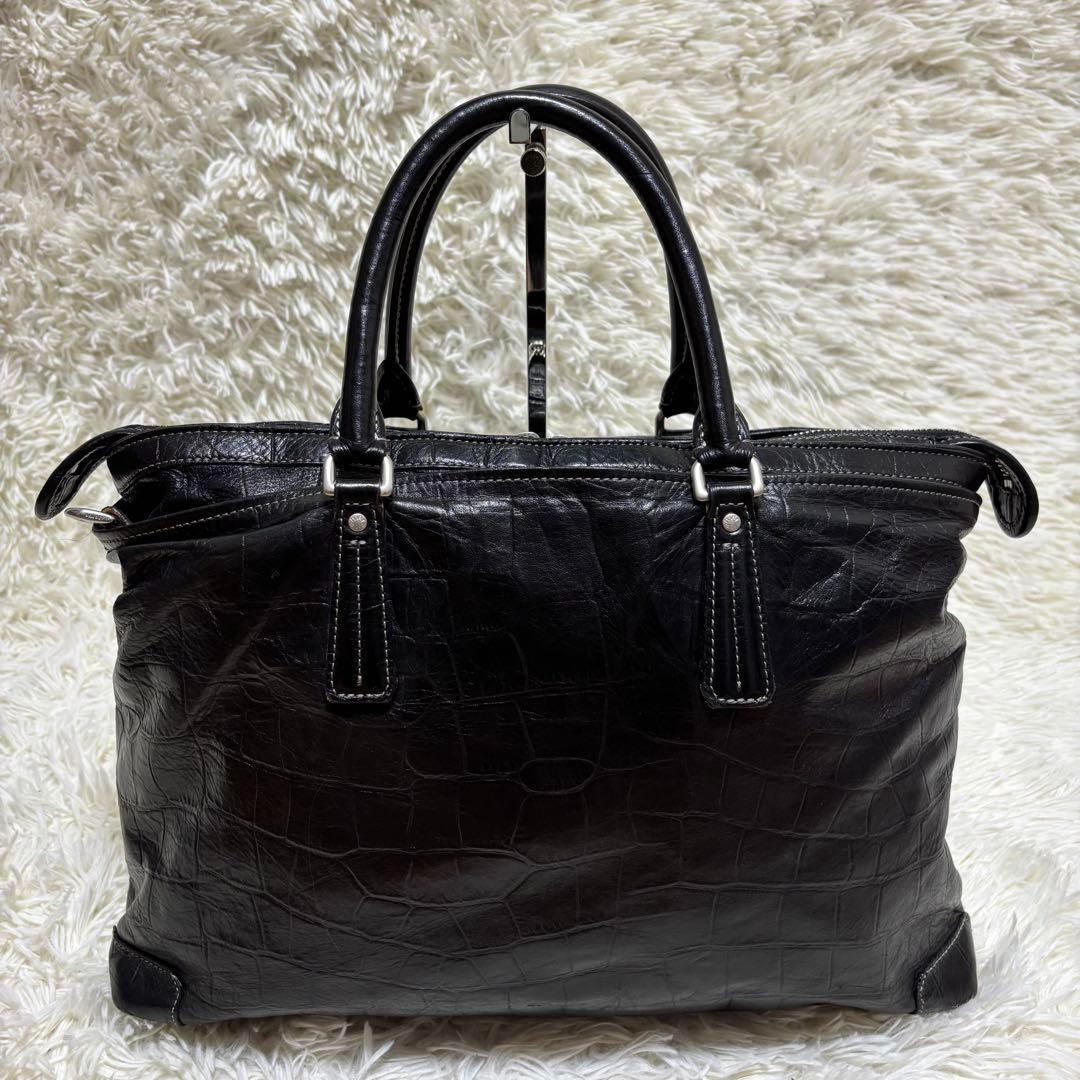 ✨️美品 アニアリ トートバッグ クロコ型押し 2WAY レザー A4可 黒
