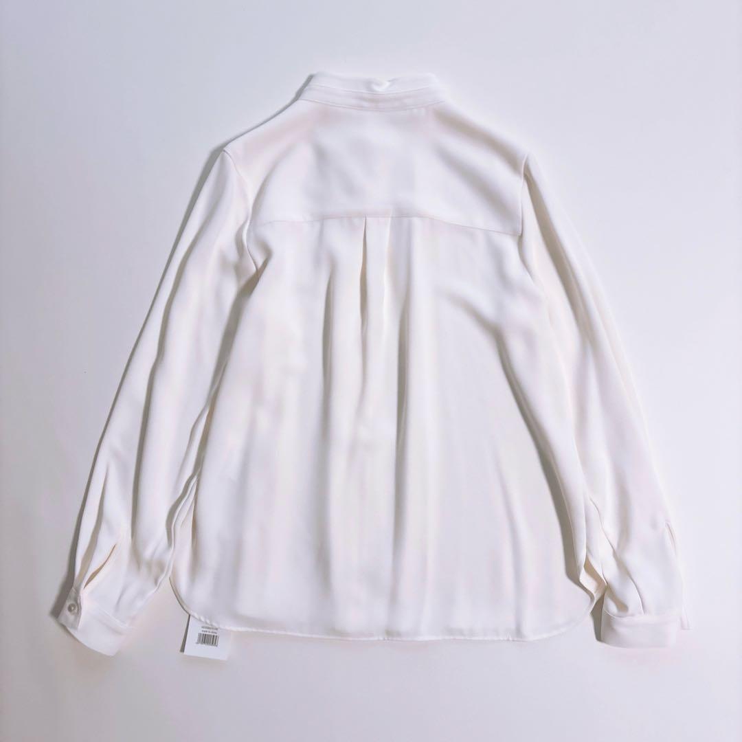 未使用タグ付き SOEJU サテンスタンドタックブラウス ホワイト　白