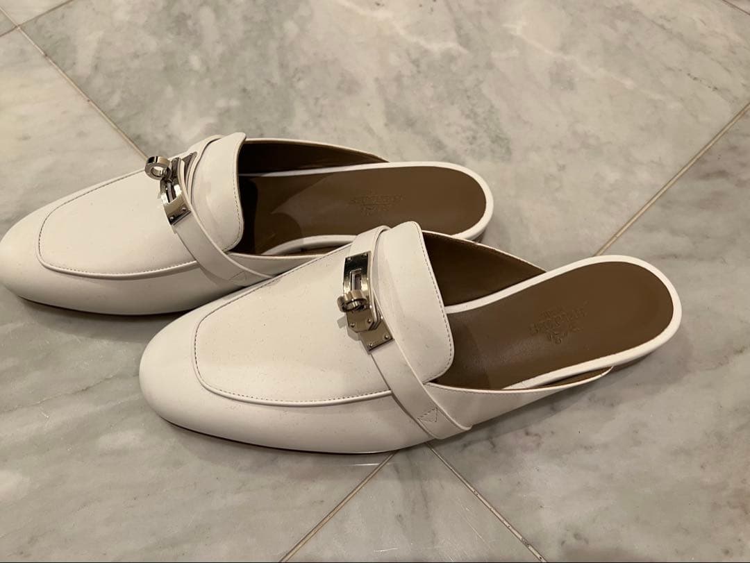 ✨新品未使用✨エルメス　ミュールオズ　38ハーフ　ホワイトカーフ