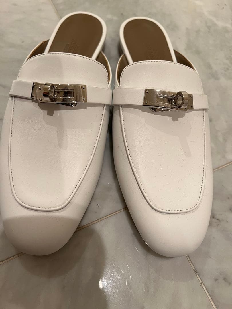 ✨新品未使用✨エルメス　ミュールオズ　38ハーフ　ホワイトカーフ