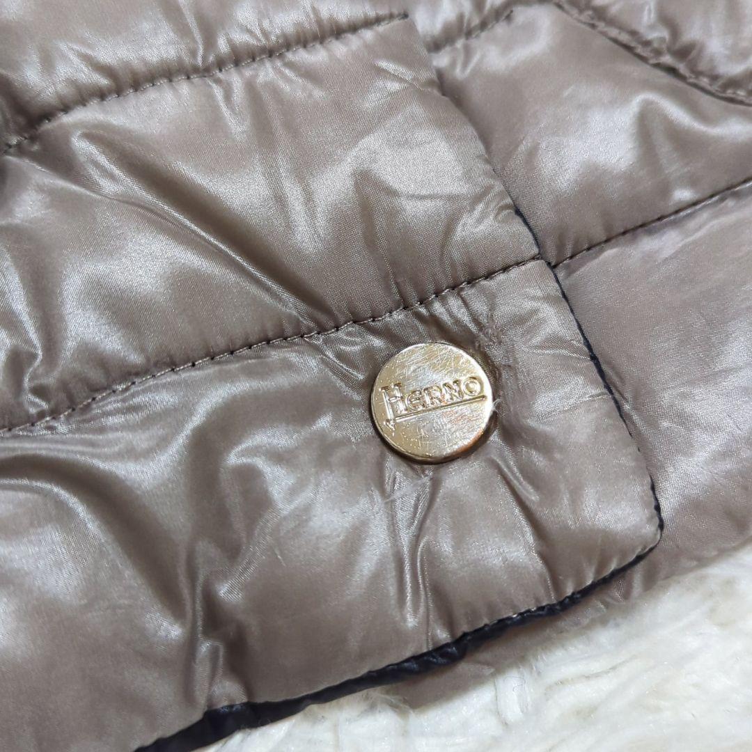 HERNO 44 リバーシブル フレンチスリーブ ケープ ダウンベスト 金ボタン