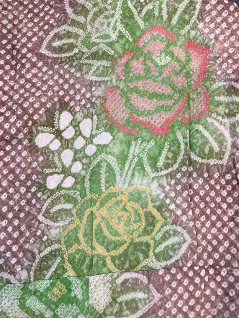 【有松鳴海総絞り】極美品　珍色　薔薇柄