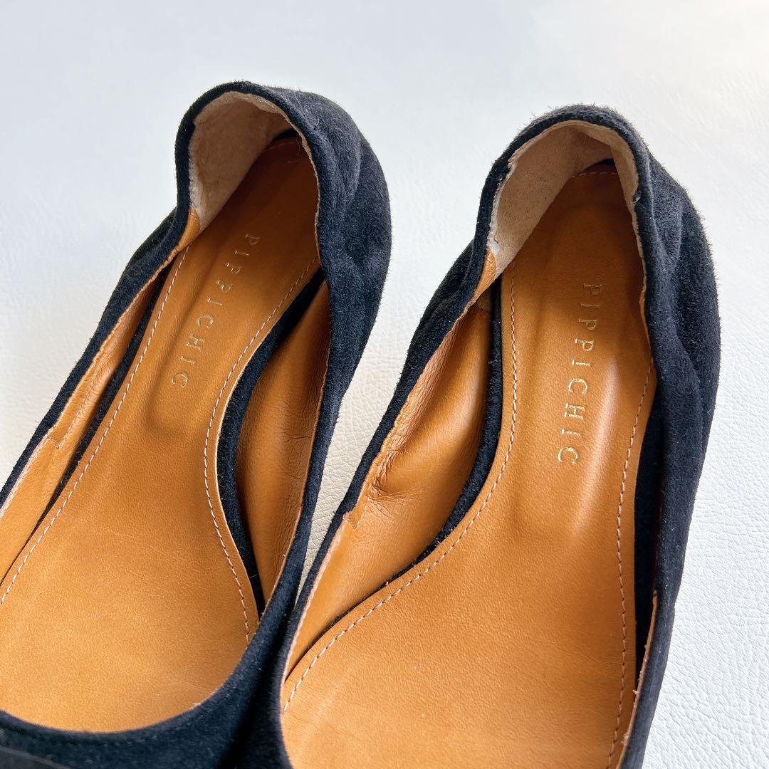 PIPPICHIC ピッピシック　スエードパンプス　リボン　ヒール　22.5