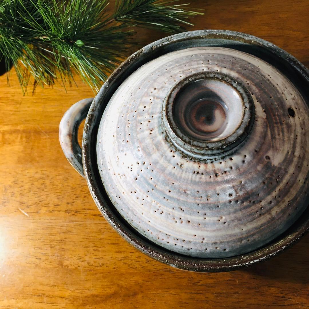 【新品未使用】橘吉　白刷毛目　ご飯鍋セット　 土鍋3合　中蓋付　茶碗　しゃもじ