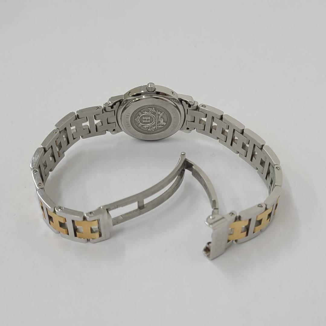 【鑑定済】エルメス クリッパー デイト CL4.220 ホワイト文字盤 美品