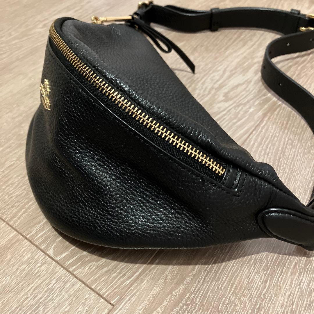 COACH ブラック ボディバッグ・ウエストコーチ レザー