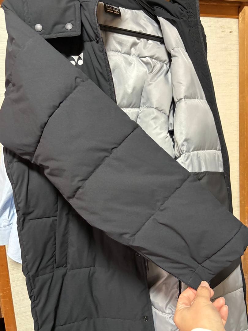 YONEX フード付きロングダウンコート ブラック Mサイズ