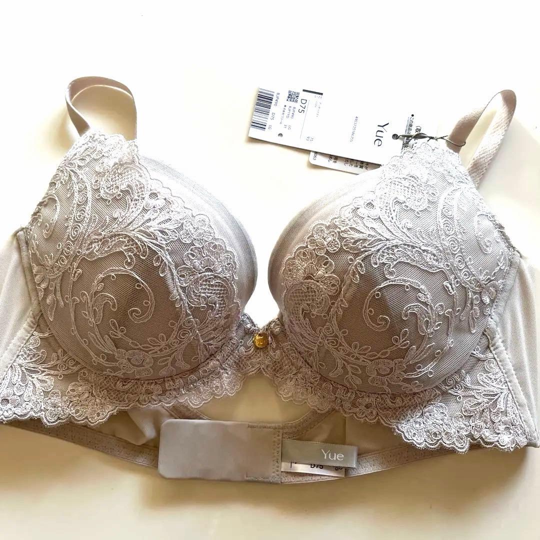 Yue 刺繍ブラジャー D75ライトグレー